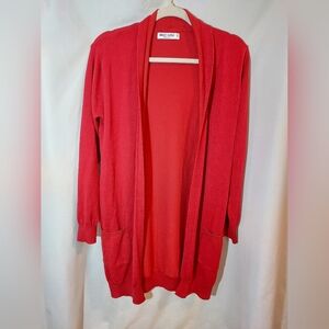 Grace Karin Vibrant Red Longline Open Cardigan With Pockets